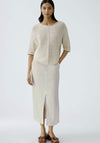 Oui Linen Front Slit Midi Skirt, Beige