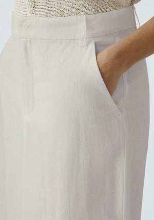 Oui Linen Front Slit Midi Skirt, Beige