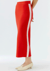 Oui Knitted Side Stripe Pencil Skirt, Red