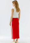 Oui Knitted Side Stripe Pencil Skirt, Red