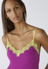 Oui Lace Trim Jersey Camisole Top, Sparkling Grape