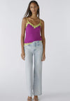 Oui Lace Trim Jersey Camisole Top, Sparkling Grape