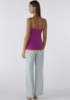 Oui Lace Trim Jersey Camisole Top, Sparkling Grape