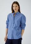 Oui Striped Button Up Shirt, Blue and White