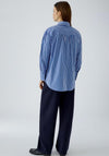 Oui Striped Button Up Shirt, Blue and White
