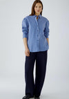 Oui Striped Button Up Shirt, Blue and White