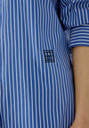 Oui Striped Button Up Shirt, Blue and White