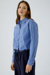 Oui Striped with Hem Detail Shirt, Blue and White