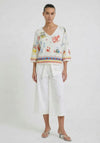 Oui Knitted Beach Print Sweater, White Multi