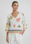 Oui Knitted Beach Print Sweater, White Multi
