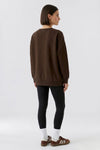 Oui Large Slogan Crew Neck Jumper, Brown