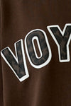 Oui Large Slogan Crew Neck Jumper, Brown