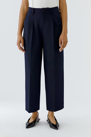 Oui Pleated Front Tailored Trousers, Navy