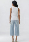 Oui Slogan in Rhinestone Detail Ribbed Tank Top, White
