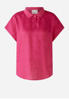 Oui Linen Cotton Polo Top, Pink