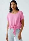 Oui Tie Trim Short Sleeve Top, Pink