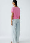 Oui Tie Trim Short Sleeve Top, Pink