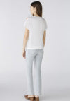 Oui Printed V Neck Crop T-Shirt, Optic White
