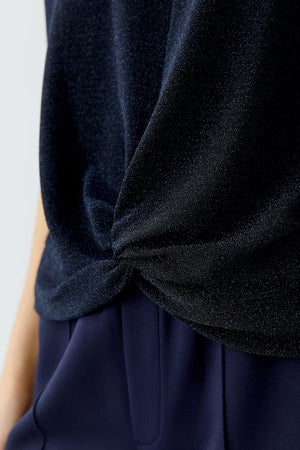 Oui Glitter Knot Tie T-Shirt, Navy
