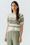 Oui Knitted Colour Block Pullover, White and Green