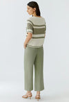 Oui Knitted Colour Block Pullover, White and Green