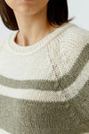 Oui Knitted Colour Block Pullover, White and Green