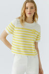 Oui Striped Knitted Pullover, White and Yellow