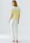 Oui Striped Knitted Pullover, White and Yellow