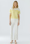 Oui Striped Knitted Pullover, White and Yellow