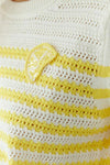 Oui Striped Knitted Pullover, White and Yellow