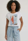 Oui Embroidered and Sequin Detail Graphic Print T-Shirt, White