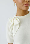 Oui Neck-Tie Detail Pullover, Cream
