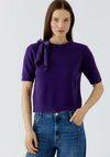 Oui Neck-Tie Detail Pullover, Purple