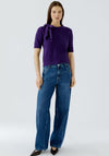 Oui Neck-Tie Detail Pullover, Purple