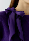 Oui Neck-Tie Detail Pullover, Purple