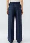 Oui Checkered Wide Leg Trousers, Navy