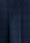 Oui Checkered Wide Leg Trousers, Navy