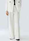 Oui Contrast Piping Wide Leg Trousers, Off White