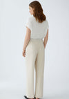 Oui Logo Waist Straight Leg Trousers, Beige