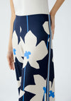 Oui Floral Print Wide Leg Trousers, Navy
