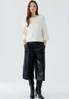 Oui Faux Leather Culottes, Black