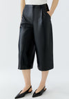 Oui Faux Leather Culottes, Black
