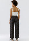 Oui Leopard Wide Leg Jersey Trousers, Brown