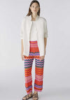 Oui Chevron Striped Knitted Trousers, Pink & Orange