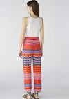Oui Chevron Striped Knitted Trousers, Pink & Orange