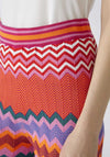 Oui Chevron Striped Knitted Trousers, Pink & Orange