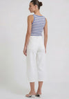 Oui Cotton-Blend Cropped Trousers, White
