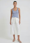Oui Cotton-Blend Cropped Trousers, White