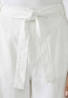 Oui Cotton-Blend Cropped Trousers, White