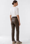Oui Faux Leather Branded Waistband Trousers, Brown